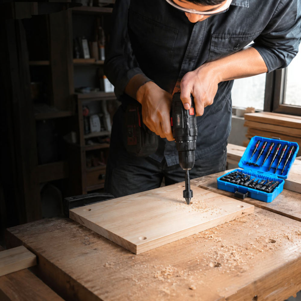 Drill Bit Set - Für Fuli Holzbearbeitungs-Bohrer-Set, Hochgeschwindigkeitsstahl-Senker, Sechskantschaft, metrisch
