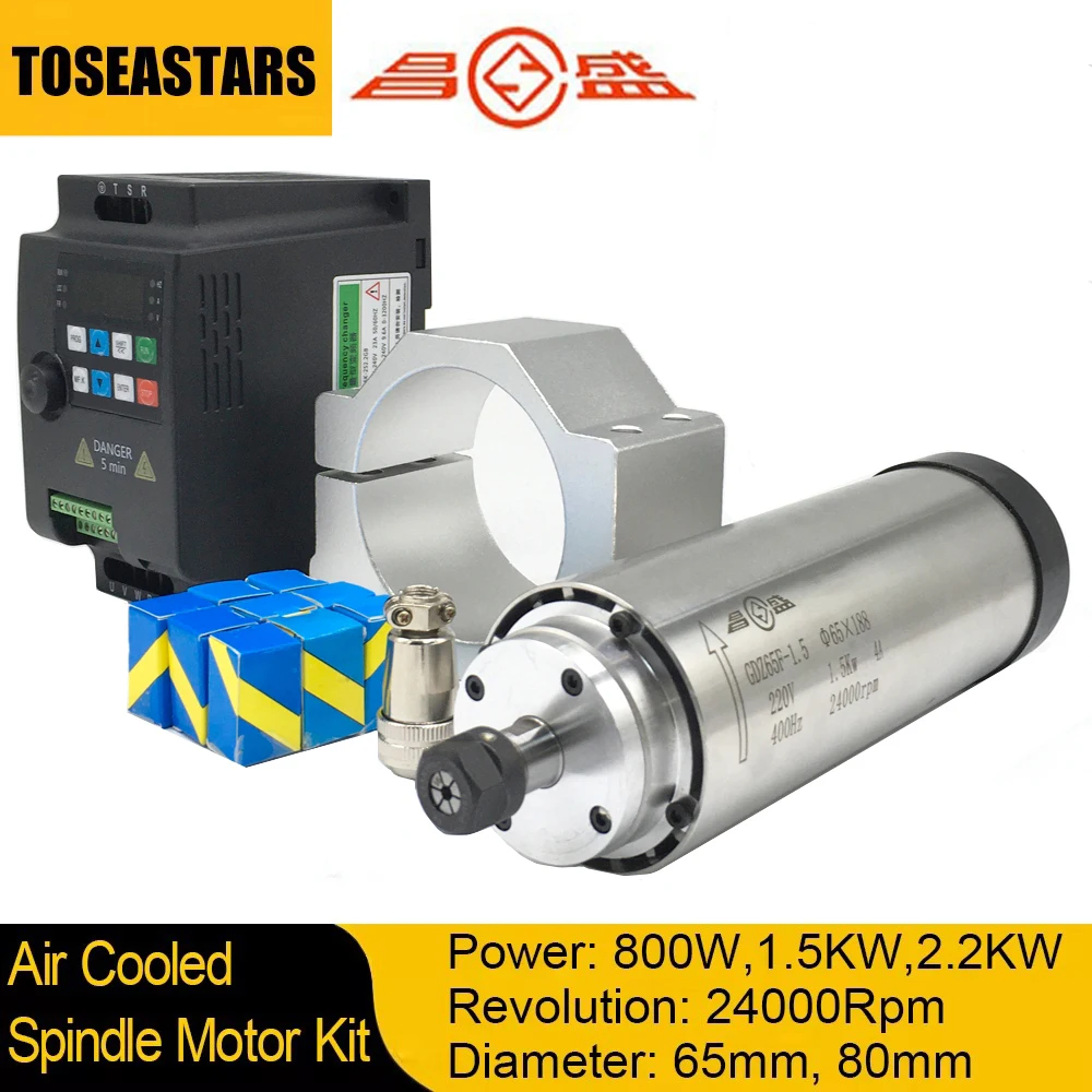 Water Cooled Spindle - 800W 1,5KW 2,2KW CNC Luftgekühlter Spindelmotor-Kit