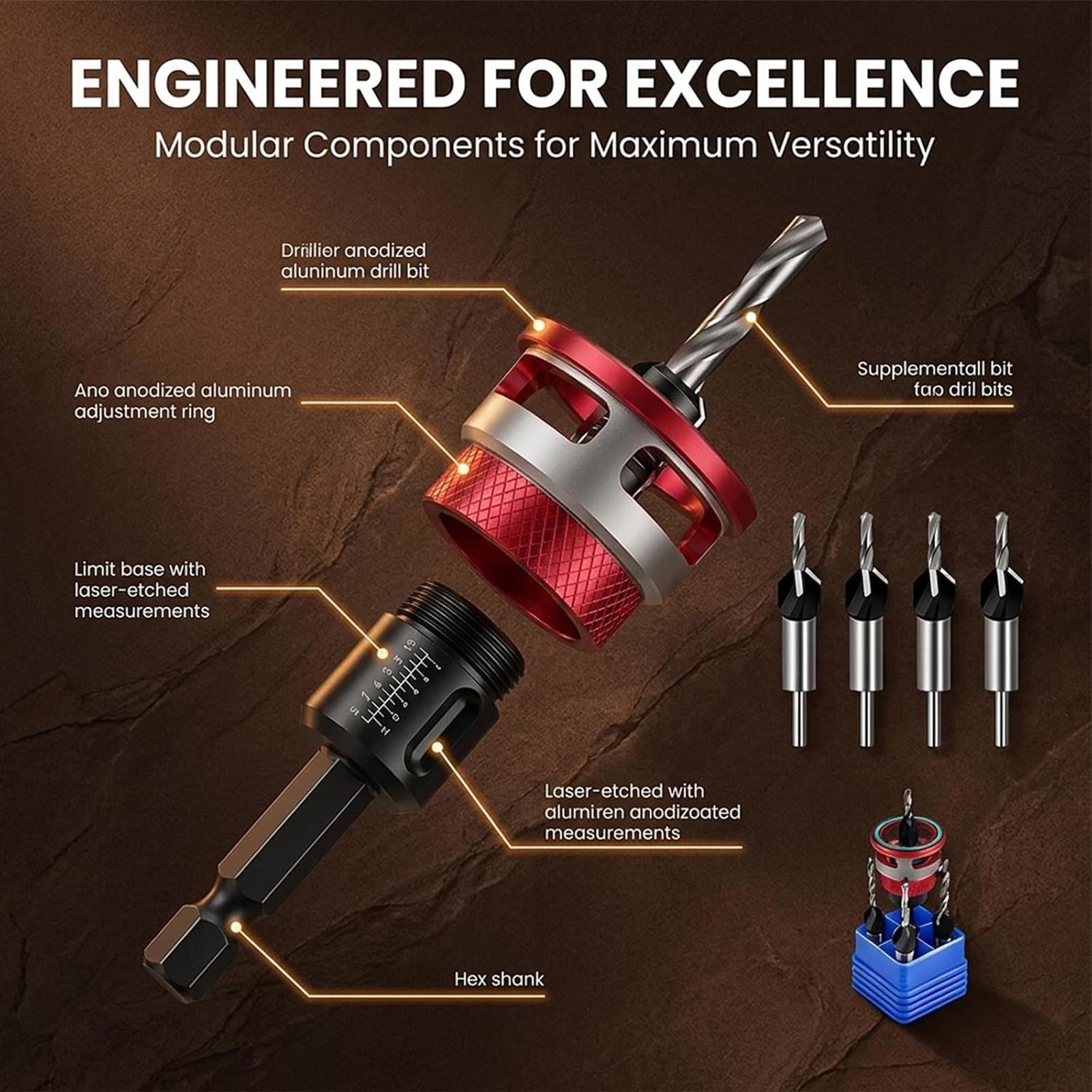 Satz von Senkbohrern mit einst – Drill Bit Set Bewertung und Preis
