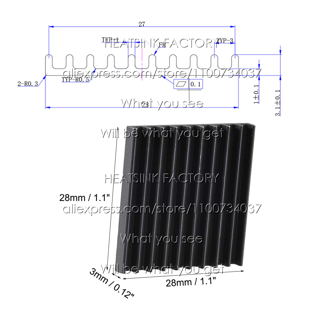 28x28x3mm Silber/Schwarz Eloxi – Aluminium Extrusion Bewertung und Preis