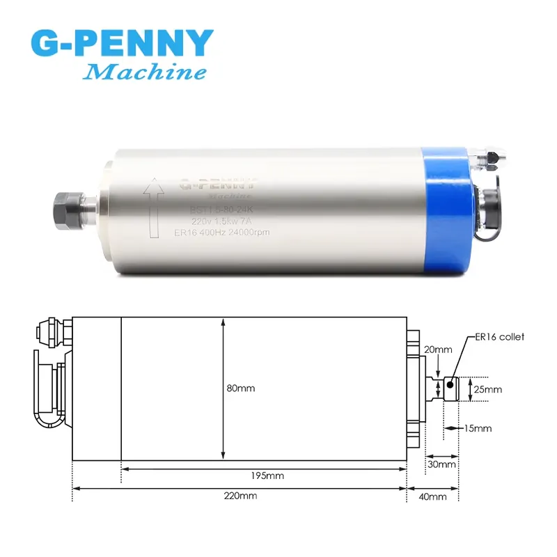 Gpenny 1,5kW ER16 D80mm Wasser – Water Cooled Spindle Bewertung und Preis